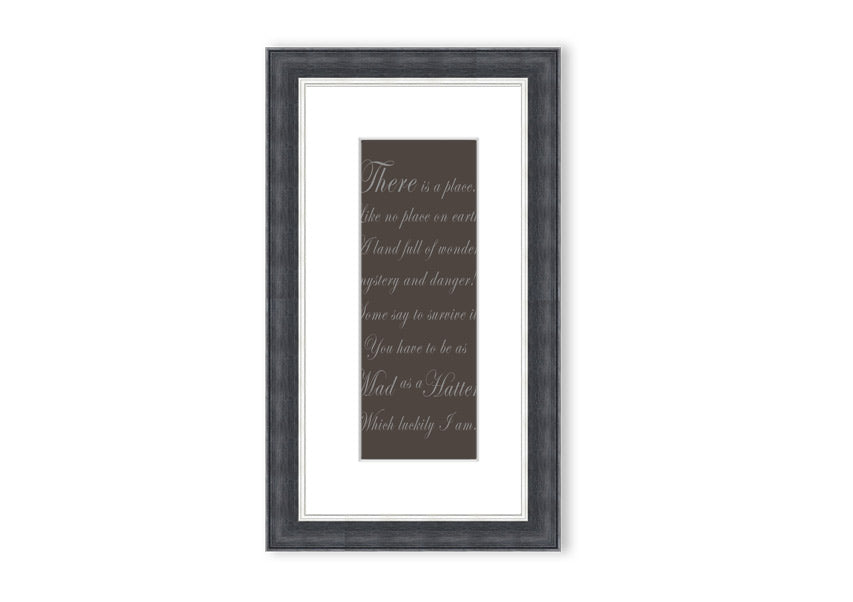 Alice In Wonderland As Mad As A Hatter Chocolate framed print, showcasing whimsical design and vibrant colors, ready to hang.