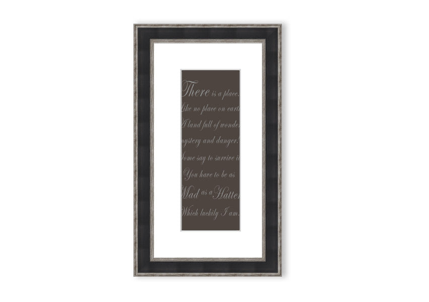 Alice In Wonderland As Mad As A Hatter Chocolate framed print, showcasing whimsical design and vibrant colors, ready to hang.