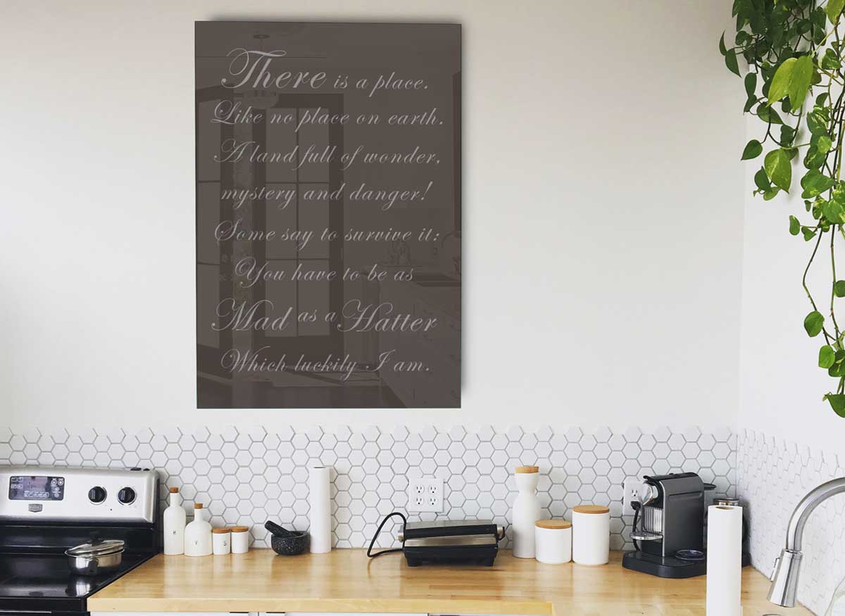 Alice In Wonderland Mad Hatter Chocolate glass print featuring vibrant colors and whimsical design.