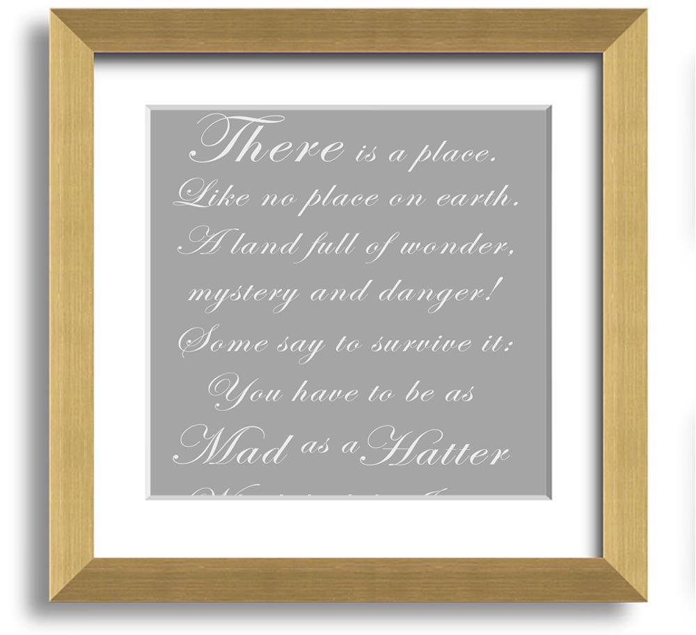 Alice In Wonderland Mad Hatter framed print in grey and white, showcasing whimsical design and high-quality craftsmanship.