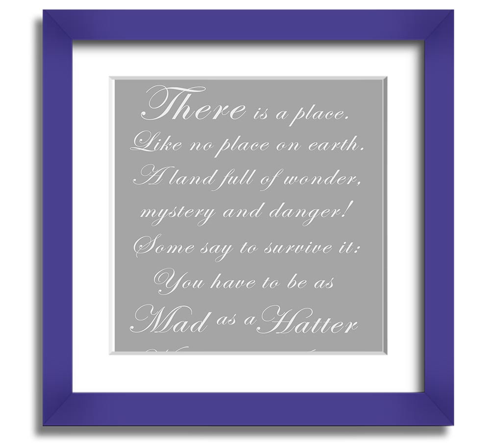 Alice In Wonderland Mad Hatter framed print in grey and white, showcasing whimsical design and high-quality craftsmanship.