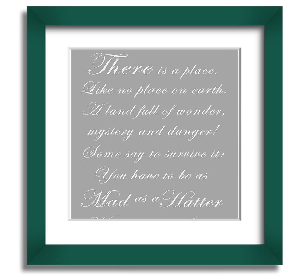 Alice In Wonderland Mad Hatter framed print in grey and white, showcasing whimsical design and high-quality craftsmanship.