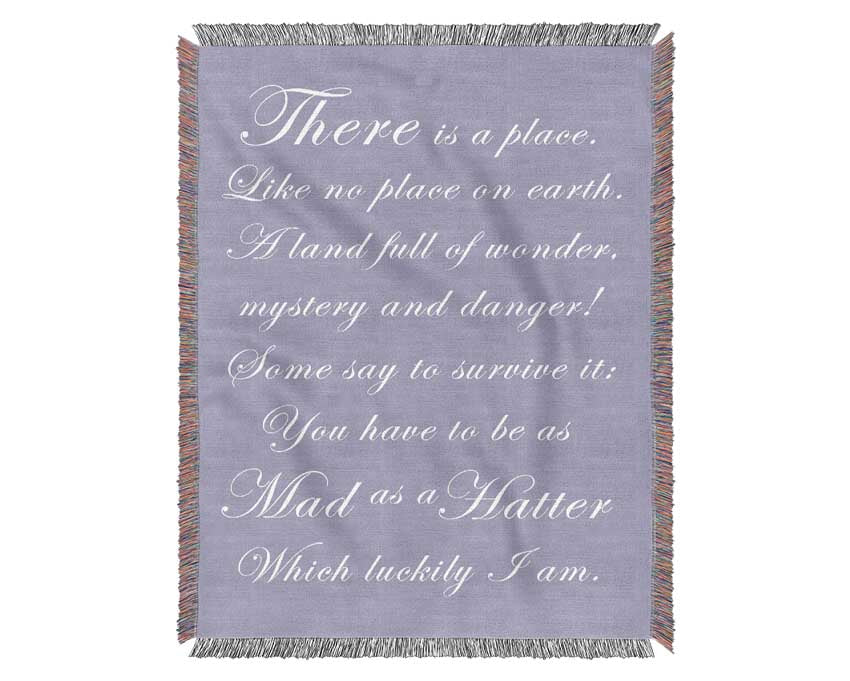 Alice In Wonderland throw blanket in lilac color, made from 100% cotton with a thermal weave for breathability and luxury.