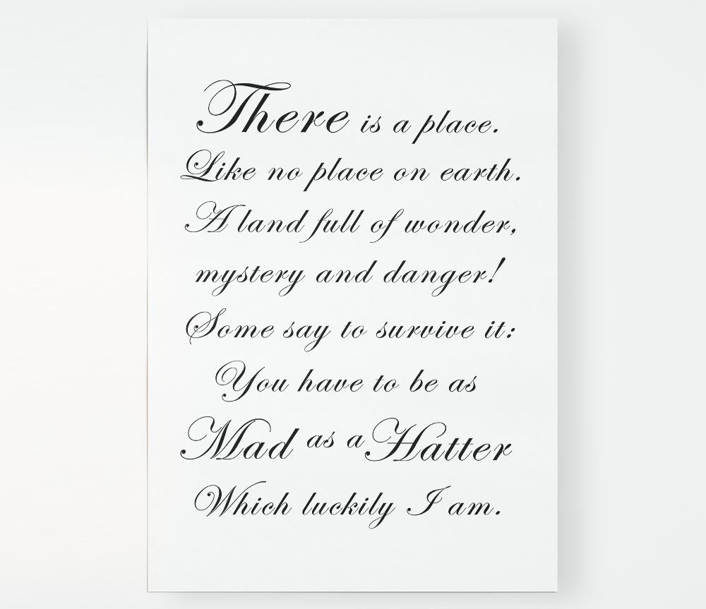 Alice In Wonderland poster featuring the Mad Hatter, printed on high-quality canvas with vibrant colors.