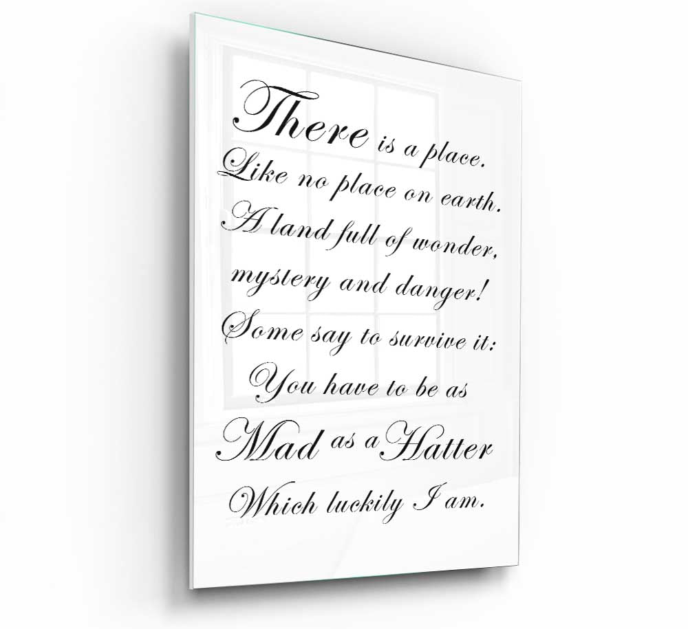 Alice In Wonderland glass print featuring the Mad Hatter in vibrant colors, perfect for modern home decor.