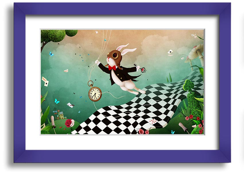 Framed print of Alice In Wonderland Out Of Time, showcasing vibrant colors and intricate designs, ready to hang.