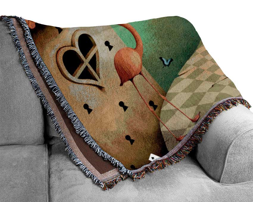 Alice In Wonderland Road throw blanket made from 100% cotton, featuring a luxurious thermal weave design, perfect for cozying up on the couch or bed.