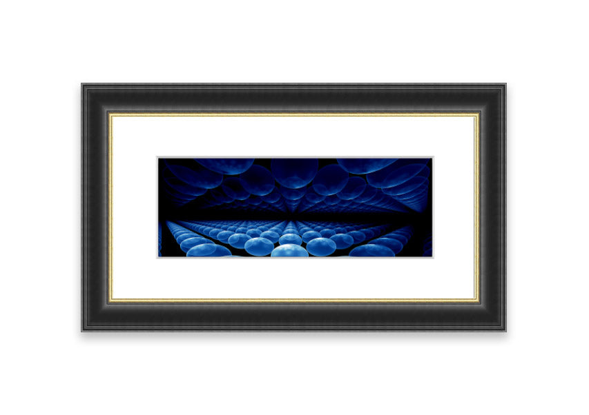 Framed print of Alien Life Pods Blue, showcasing vibrant colors and imaginative design, ready to hang.
