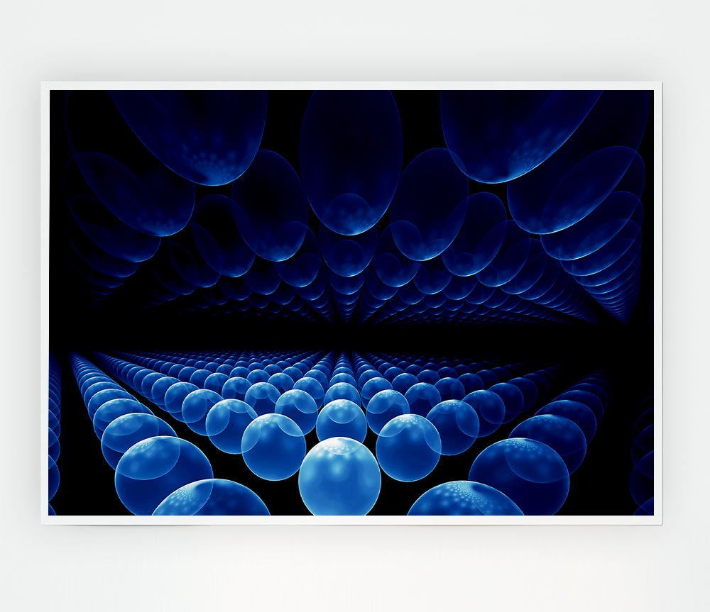 A vibrant blue canvas poster featuring alien life pods, showcasing intricate details and colors, perfect for home or office decor.
