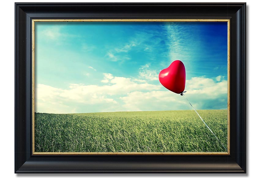 Alone Heart Flying framed print showcasing a unique heart design, available in various frame colours, handmade in the UK.