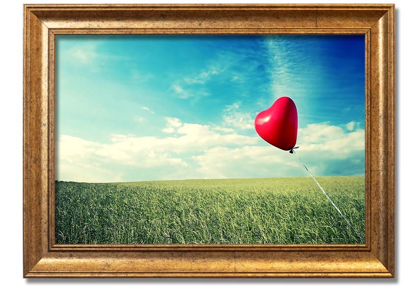 Alone Heart Flying framed print showcasing a unique heart design, available in various frame colours, handmade in the UK.