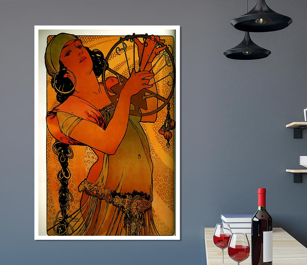 Alphonse Mucha Solome poster on high-quality canvas, showcasing intricate details and vibrant colors.