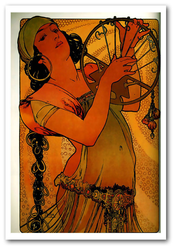 Alphonse Mucha Solome poster on high-quality canvas, showcasing intricate details and vibrant colors.