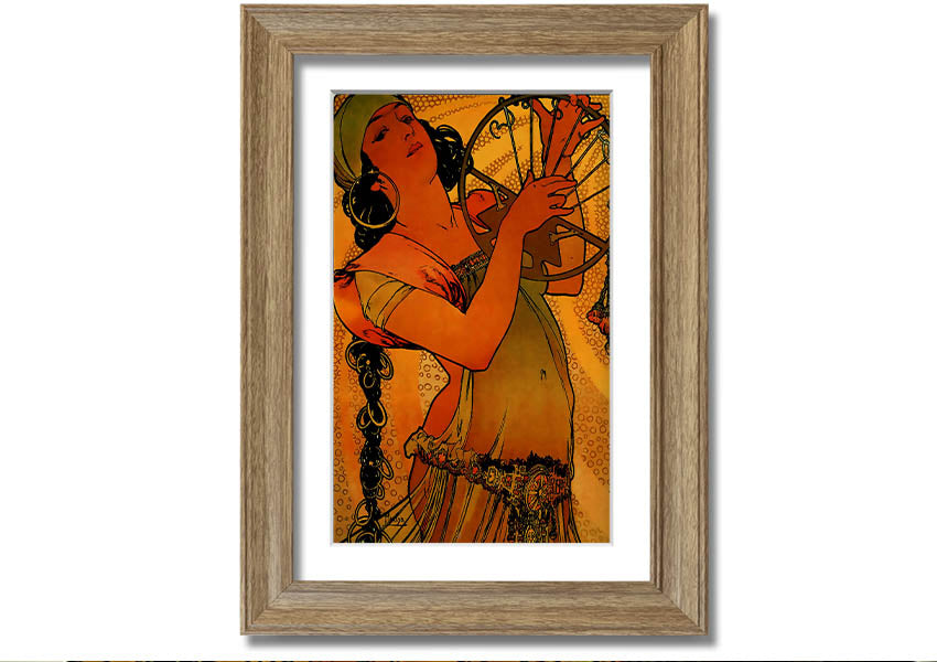 Alphonse Mucha Solome framed print showcasing intricate details and vibrant colors, ready to hang.