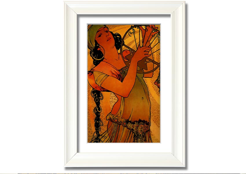 Alphonse Mucha Solome framed print showcasing intricate details and vibrant colors, ready to hang.