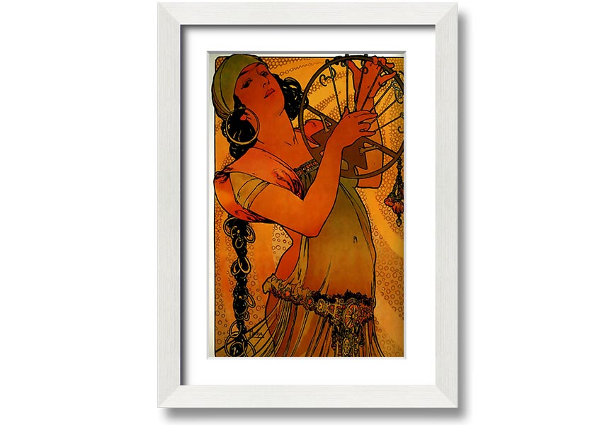 Alphonse Mucha Solome framed print showcasing intricate details and vibrant colors, ready to hang.