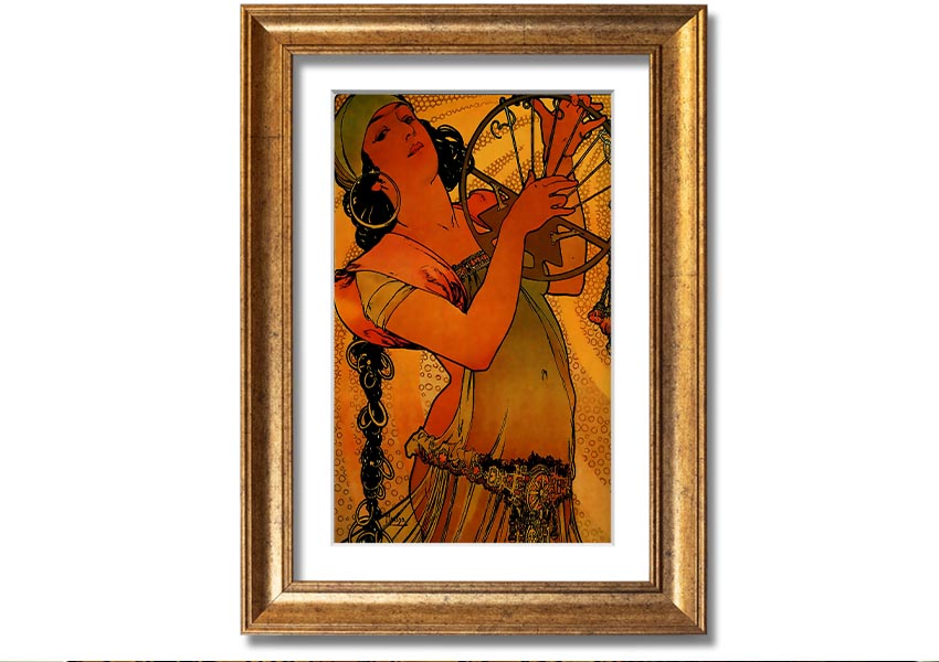 Alphonse Mucha Solome framed print showcasing intricate details and vibrant colors, ready to hang.