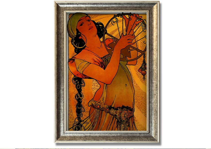 Alphonse Mucha Solome framed print showcasing intricate details and vibrant colors, ready to hang.