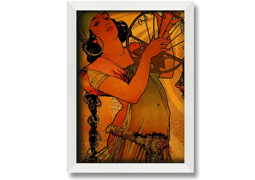 Alphonse Mucha Solome framed print showcasing intricate details and vibrant colors, ready to hang.