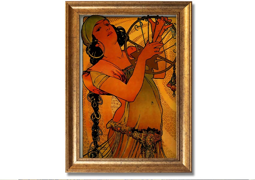 Alphonse Mucha Solome framed print showcasing intricate details and vibrant colors, ready to hang.