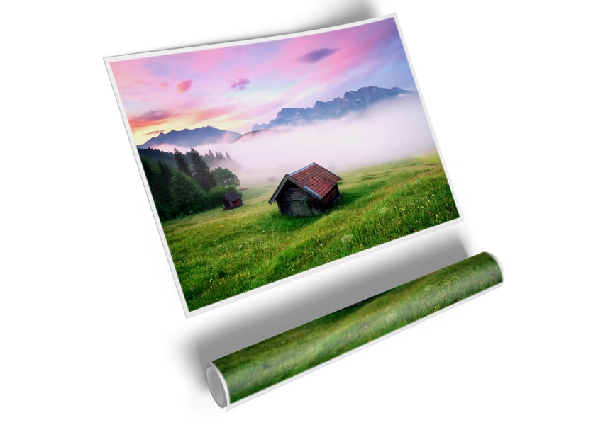 Alps Meadow Germany poster on high-quality canvas showcasing vibrant alpine scenery.