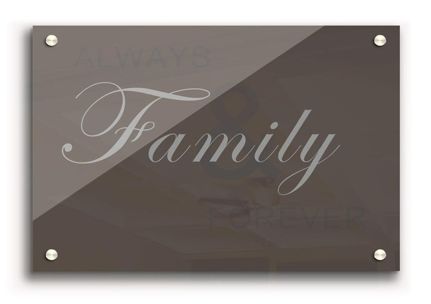 Always And Forever Chocolate acrylic print on a wall, showcasing vibrant colors and modern design.