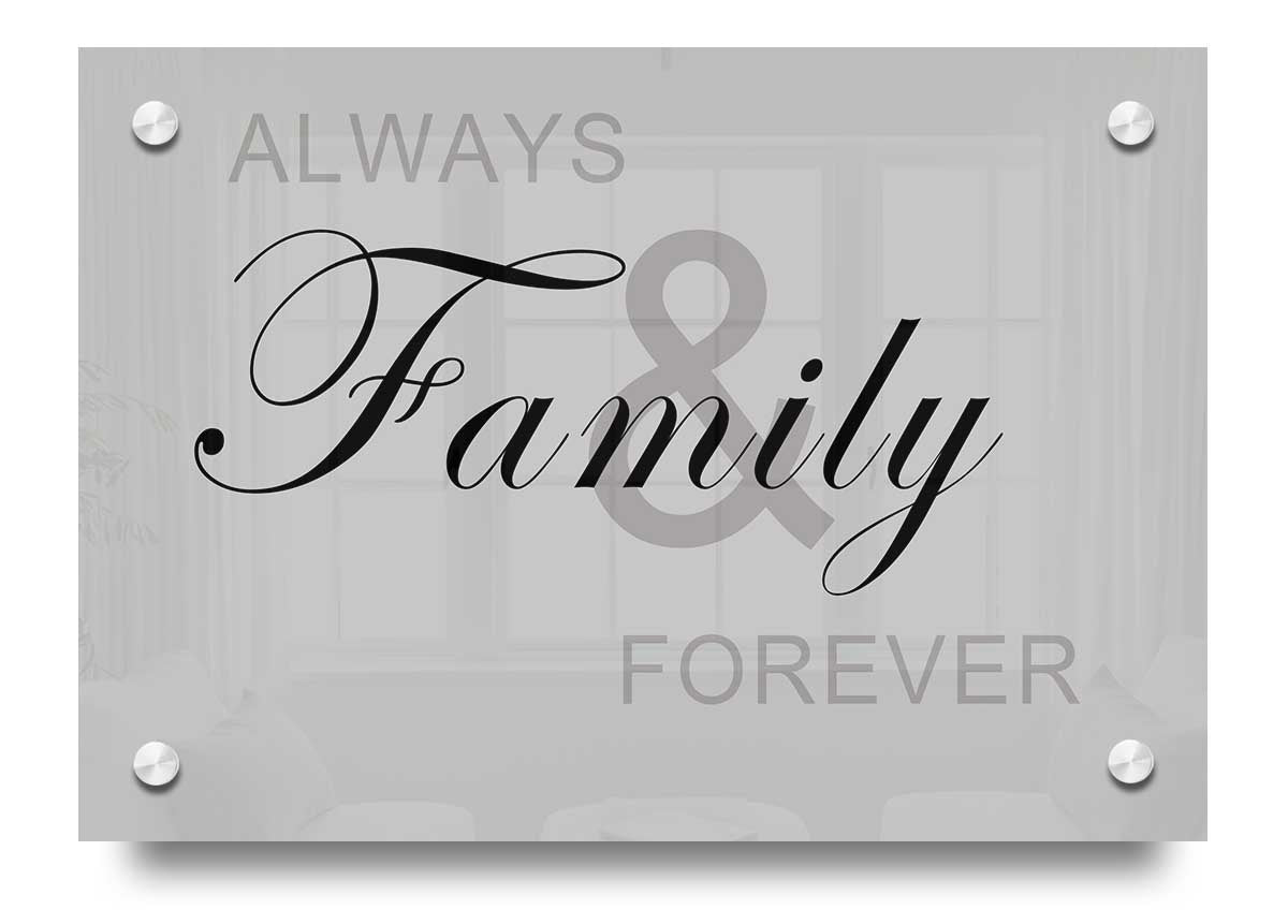 Always And Forever Grey acrylic print on a wall, showcasing vibrant colors and modern design.