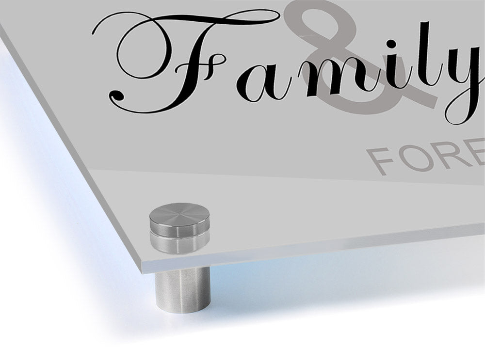 Always And Forever Grey acrylic print on a wall, showcasing vibrant colors and modern design.