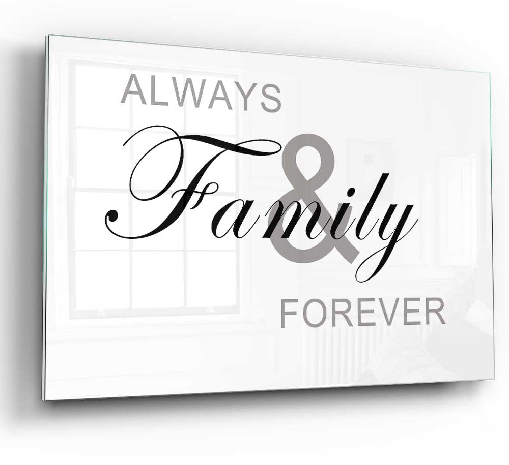 Always And Forever White glass print showcasing modern design and elegance, perfect for home decor.