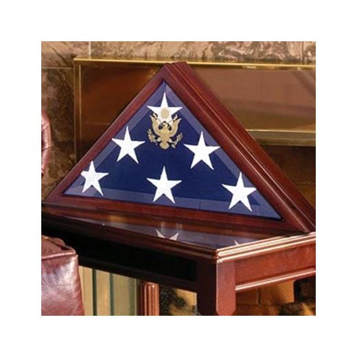 Decorative military flag display case.