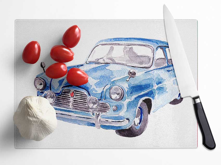 American Classic 4 chopping board made of tempered glass with a chinchilla ripple effect and anti-slip feet.