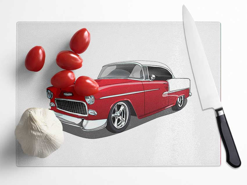 American Classic 5 chopping board made from tempered glass with a chinchilla ripple effect and anti-slip feet.