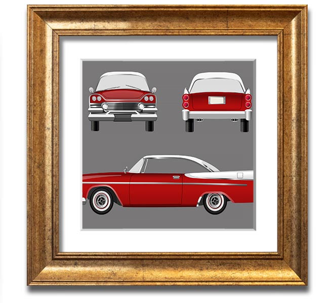 American Classic 9 Square Framed Print in various frame colors, handmade in the UK, ready to hang.