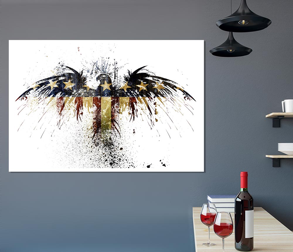 American Eagle 2 poster printed on high-quality canvas, showcasing a majestic eagle in vibrant colors.
