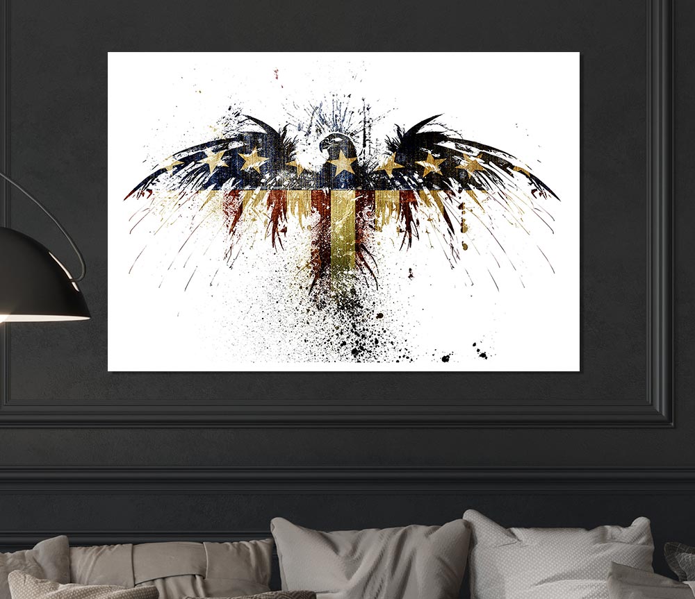 American Eagle 2 poster printed on high-quality canvas, showcasing a majestic eagle in vibrant colors.