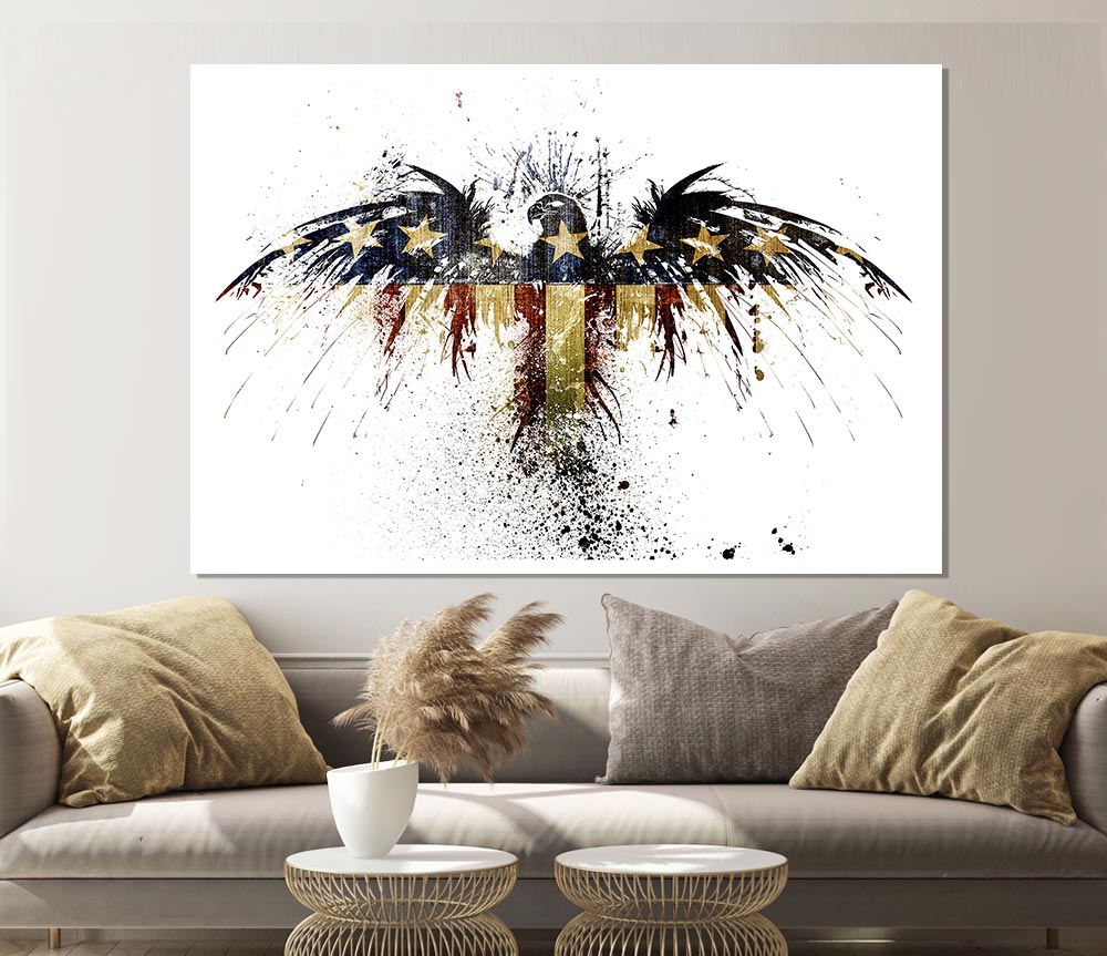 American Eagle 2 poster printed on high-quality canvas, showcasing a majestic eagle in vibrant colors.