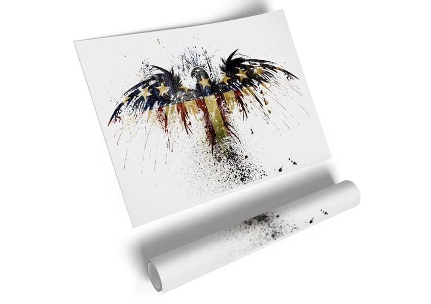 American Eagle 2 poster printed on high-quality canvas, showcasing a majestic eagle in vibrant colors.