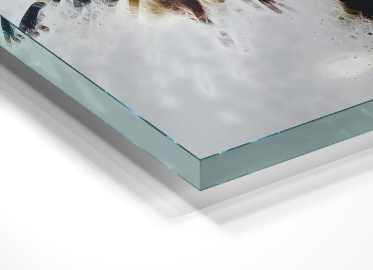 A vibrant American Eagle glass print showcasing detailed artwork, perfect for modern home decor.