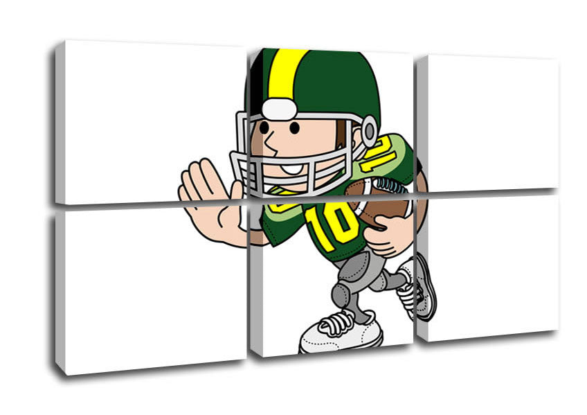 American Football Sport Player White canvas art mounted on a sturdy frame, showcasing vibrant colors and dynamic design.