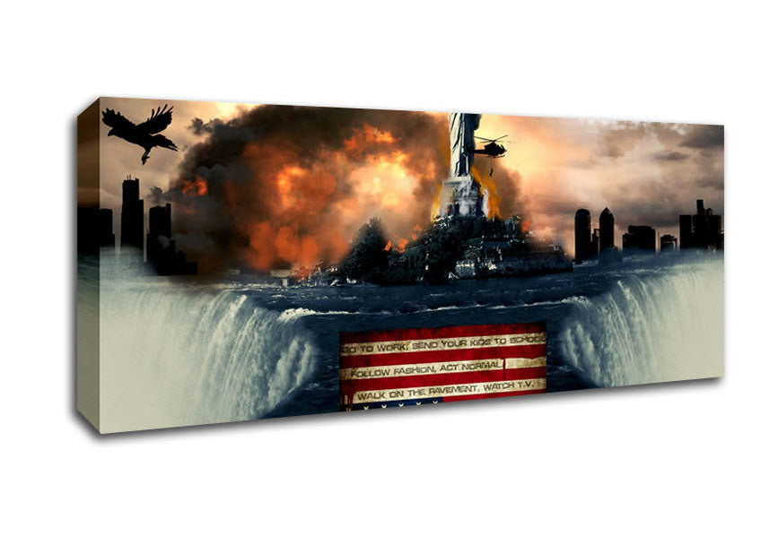 American Liberty canvas art mounted on a 44mm box frame, showcasing vibrant colors and a patriotic design.