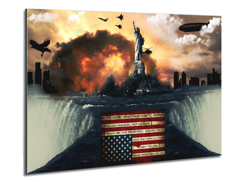 American Liberty art piece printed on brushed aluminium dibond, showcasing vibrant colors and modern design.