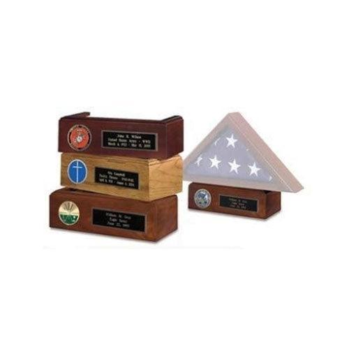American-made hardwood pedestal for displaying flag shadow box, available in Cherry, Oak, and Walnut finishes.