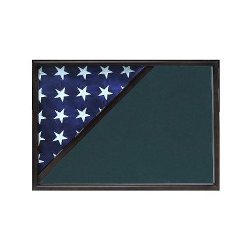 American Medal Badge Photo Flag Display Frame showcasing a 3'x5' flag with a professional acrylic front.