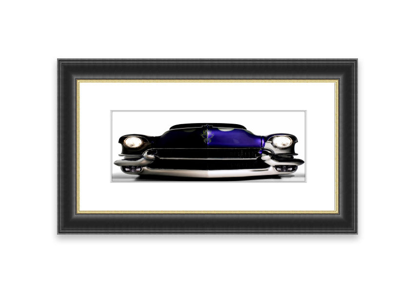 Framed print of a purple American muscle car, showcasing vibrant colors and detailed craftsmanship.