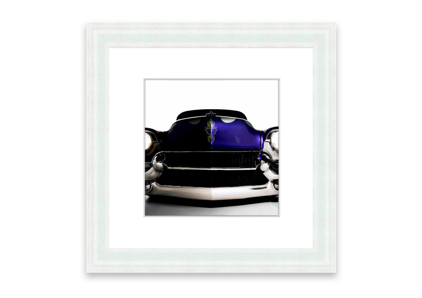 Framed print of a purple American muscle car, showcasing vibrant colors and detailed craftsmanship.