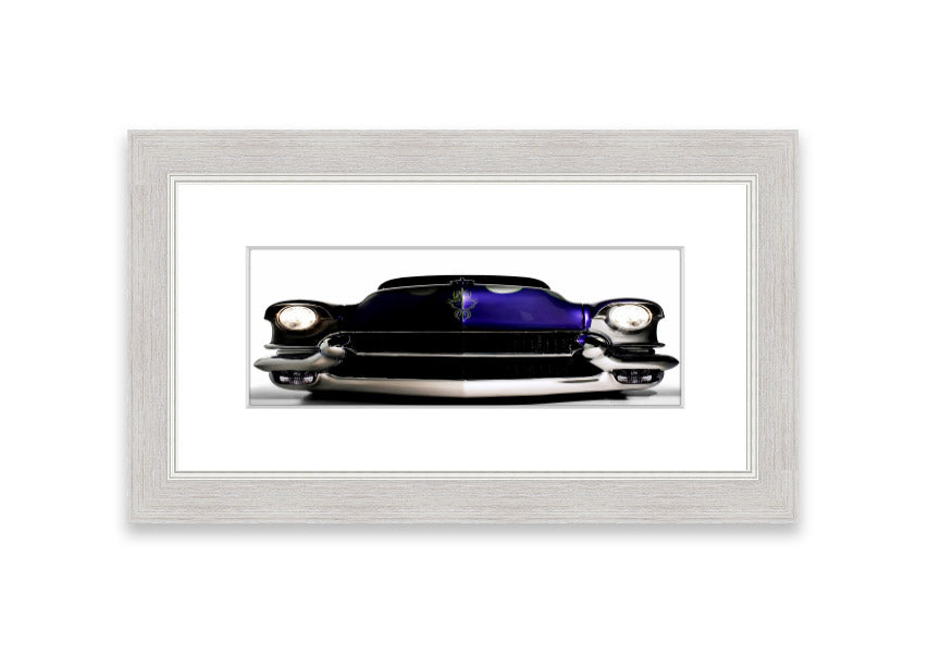 Framed print of a purple American muscle car, showcasing vibrant colors and detailed craftsmanship.