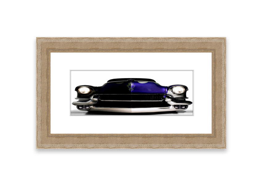 Framed print of a purple American muscle car, showcasing vibrant colors and detailed craftsmanship.
