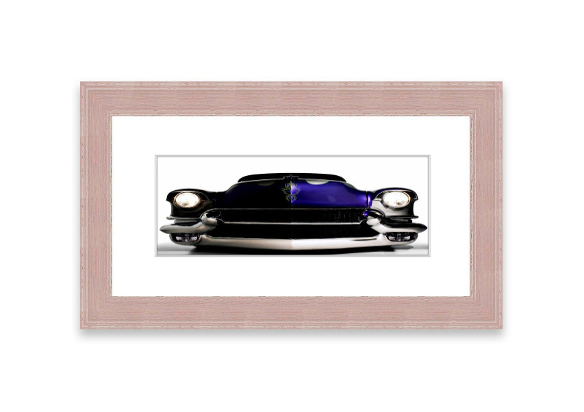 Framed print of a purple American muscle car, showcasing vibrant colors and detailed craftsmanship.