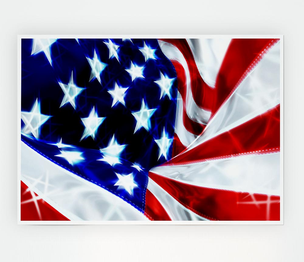 American Stars And Stripes canvas poster showcasing vibrant colors and detailed design, perfect for display or framing.