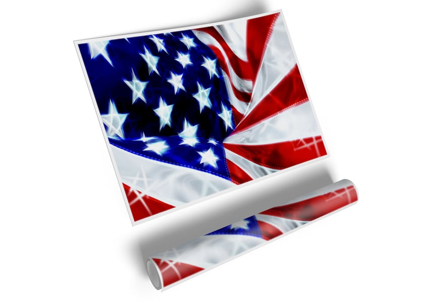American Stars And Stripes canvas poster showcasing vibrant colors and detailed design, perfect for display or framing.